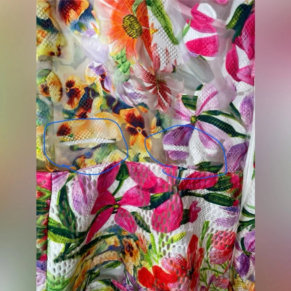 Rickie Freeman For Teri Jon Floral Fit & Flare Sheath Cocktail Dress Size 8 - Picture 9 of 9